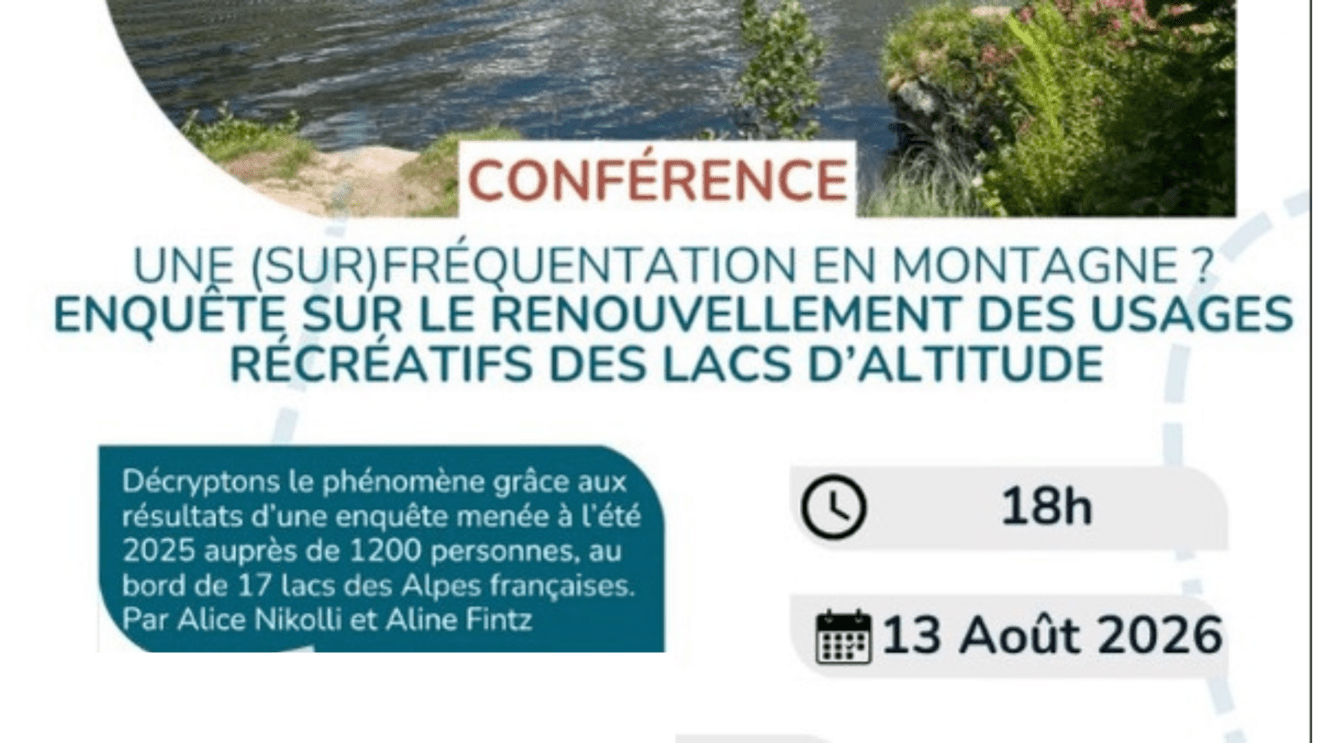 Extrait du flyer de la conférence sur les lacs alpins à Argentière, le 13 août