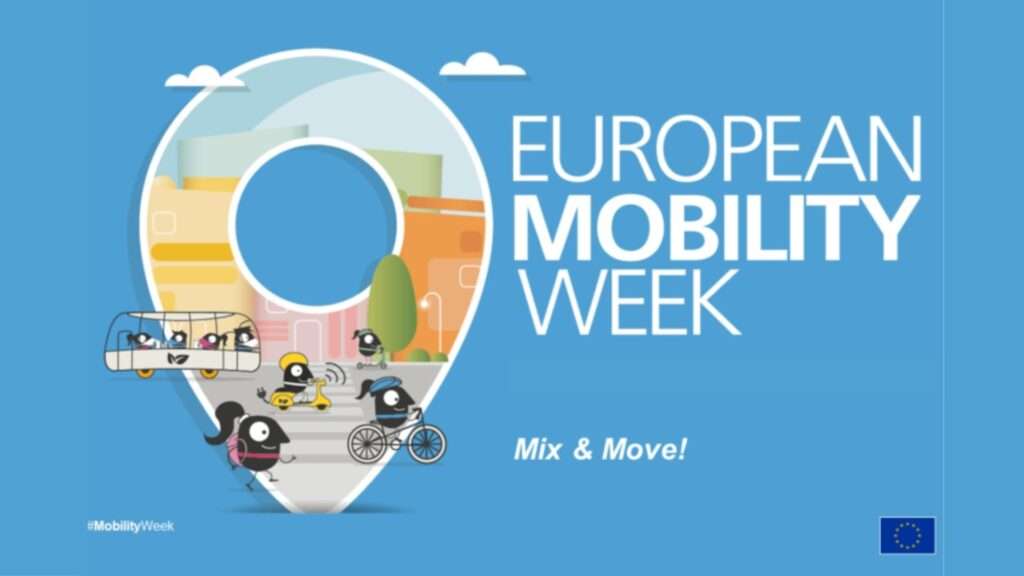 Settimana europea delle mobilità / Semaine européenne de la mobilité, il flyer della Commissione europea