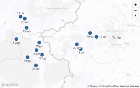La mappa delle gare sportive nelle Alpi, La carte des compétions sportives dans les Alpes (c) Conferenza delle Alte Valli/Conférence des Hautes Vallées