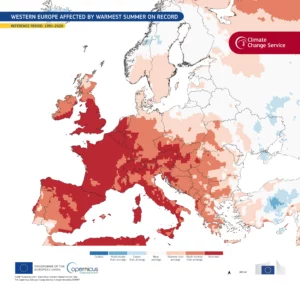 Il 2026 come l’estate più calda nell’Europa occidentale, 2026 comme l’été la plus chaude en Europe occidentale (c) European Union, Copernicus Climate Change Service Data