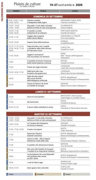 VDA HERITAGE02 Plaisirs de culture calendario