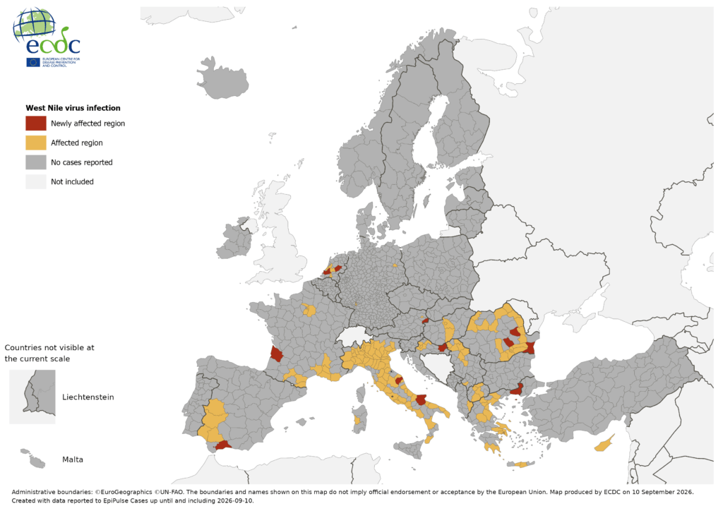 WNV Week 2026 W37 locally acquired infections at 2026 W37