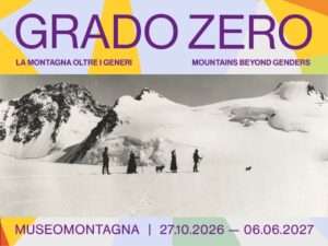 Elaborazione sul flyer della mostra con la Regina Margherita presso il Dufourspitze e la Punta Gnifetti, il 18 agosto 1893 (c) Museo Nazionale della Montagna Torino