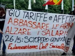 Uno striscione allo sciopero a Torino il 30 ottobre 2026 (c) USB Unione sindacati di base