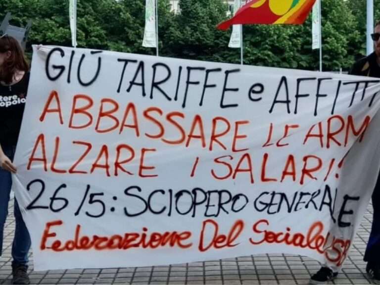 Uno striscione allo sciopero a Torino il 30 ottobre 2026 (c) USB Unione sindacati di base